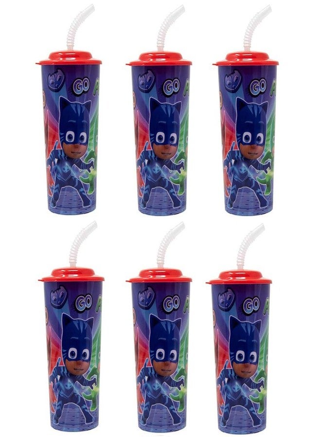 6-Pack PJ Masks 16oz Reusable Sports Tumbler Drink Cups with Lids & Straws, BPA-Free